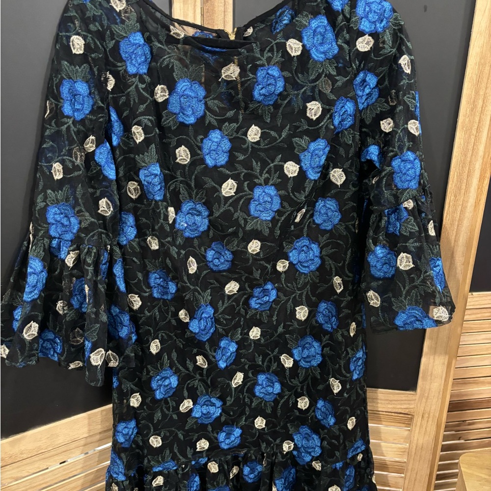 Calvin Klein Black and Blue Floral Dress